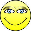 Smiley face with slightly over-detailed eyes